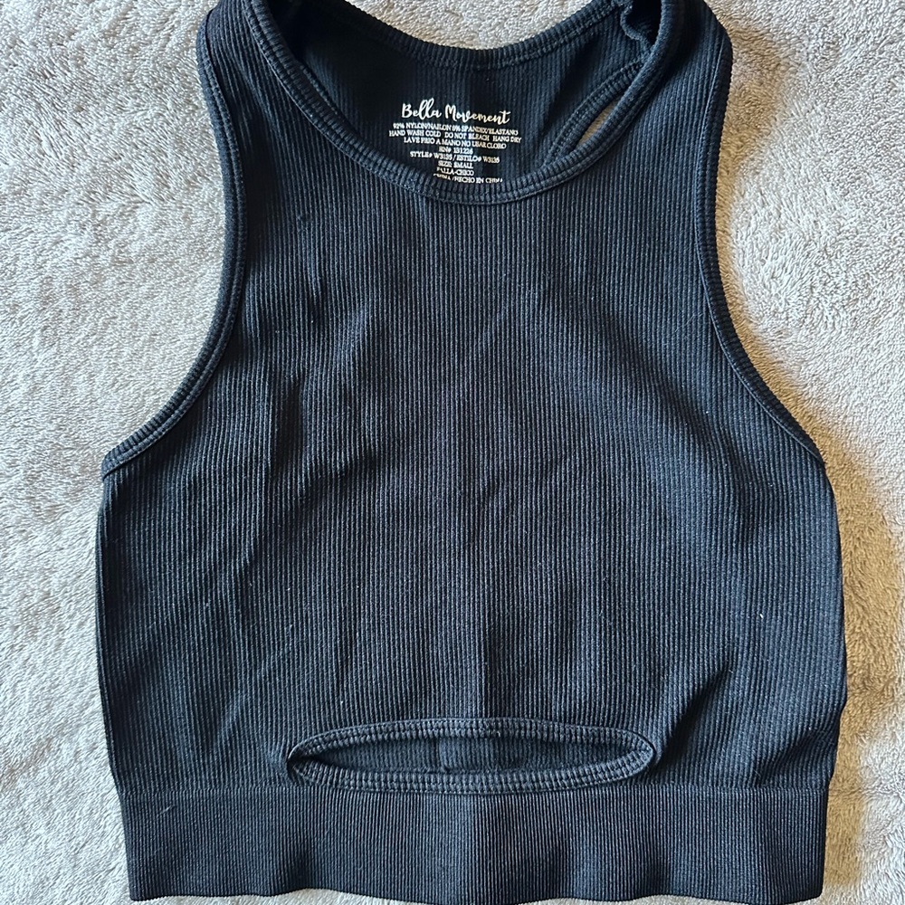 Bella Movement Black Ribbed Tank Top/Workout Top